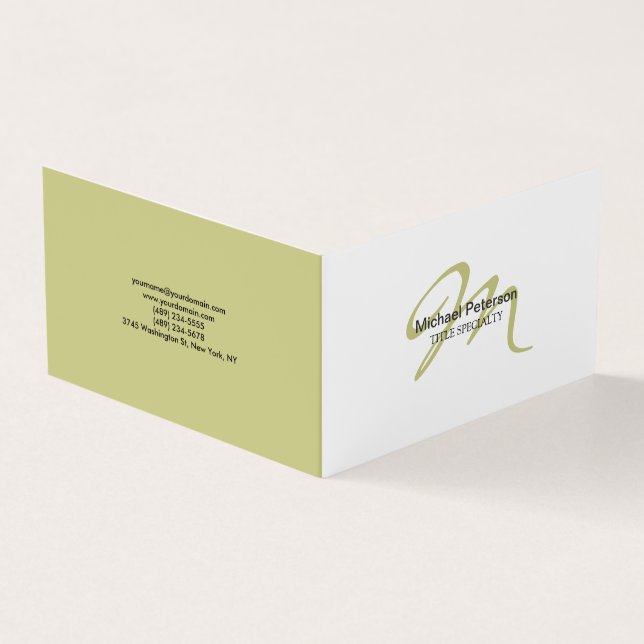 Sophisticated Script Monogram Initial Modern  Business Card (Outside)