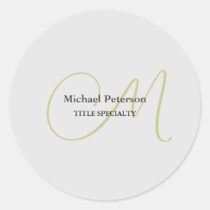Sophisticated Script Monogram Initial Modern Classic Round Sticker