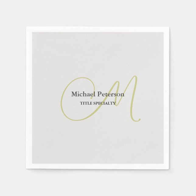 Sophisticated Script Monogram Initial Modern Napkin (Front)