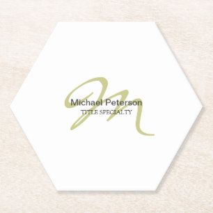 Sophisticated Script Monogram Initial Modern Paper Coaster