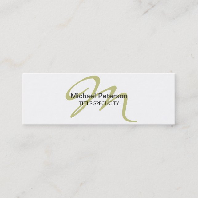 Sophisticated Script Monogram Skinny Business Card (Front)