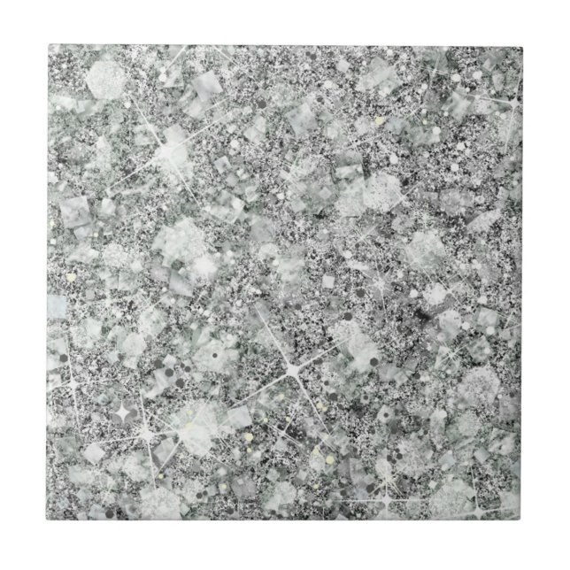 Sophisticated Silver Colour Faux Glitter Solid Tile (Front)