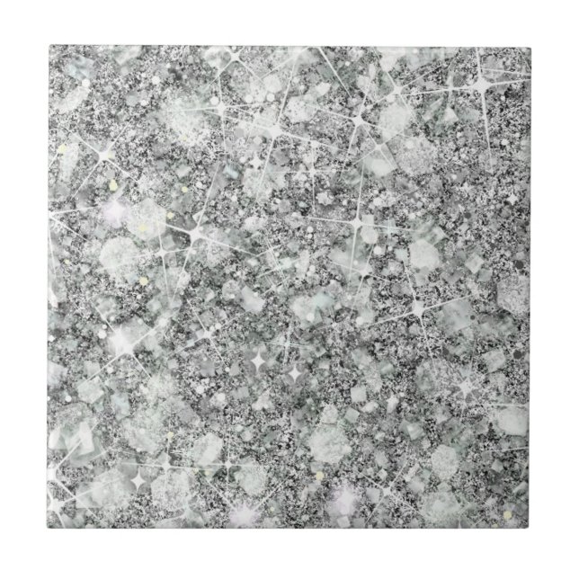 Sophisticated Silver Colour Faux Glitter Solid Tile (Front)
