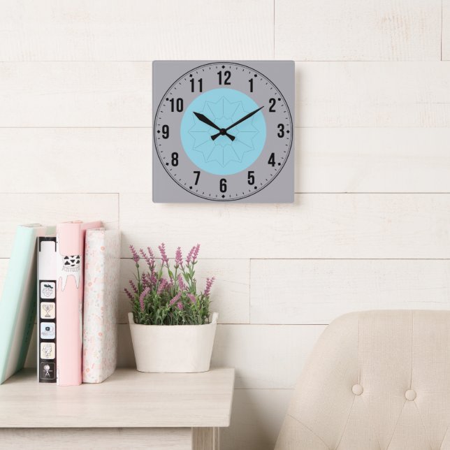 Sophisticated Silver Colour Square Wall Clock (Reading Room)