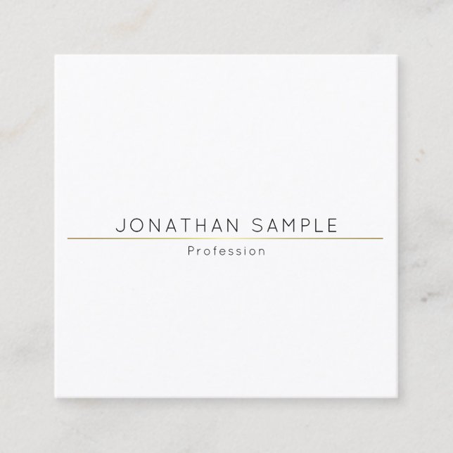 Sophisticated Simple Square Design Gold Plain Luxe Business Card (Front)