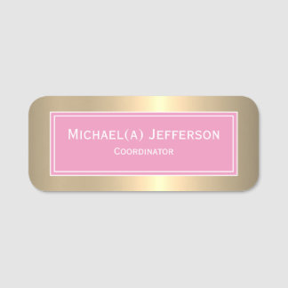 Sophisticated Simplicity: Girly Light Pink & Gold Name Tag