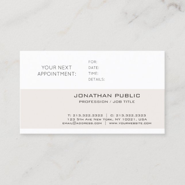 Sophisticated Sleek Plain Appointment Reminder (Front)