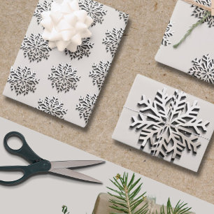 Sophisticated Snowflake Pattern Wrapping Paper Sheet