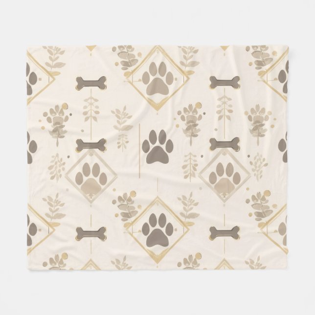 Sophisticated Soft Ivory & Gold Bones Pet Blanket (Front (Horizontal))