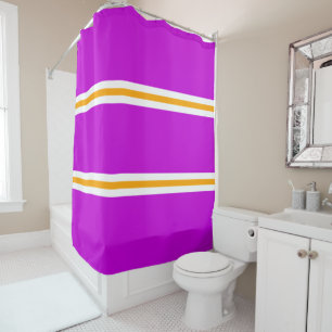 Sophisticated Sporty Fuchsia Orange White Stripes Shower Curtain