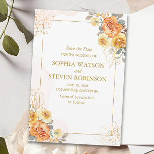 Sophisticated spring wedding with orange blossoms save the date