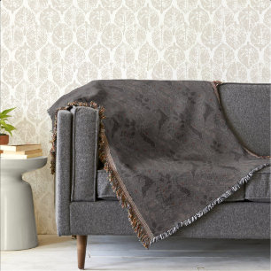 Sophisticated Taupe Scandi-Modern Winter Botanical Throw Blanket