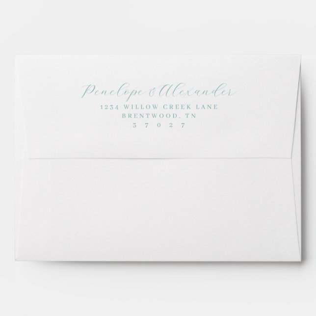 Sophisticated Teal Calligraphy Envelope (Back (Top Flap))