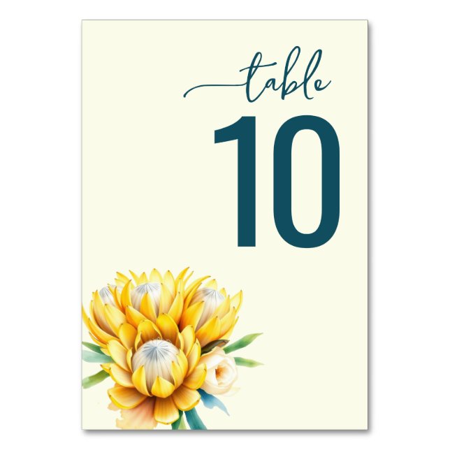 Sophisticated Teal Floral Number Sign Table Number (Front)