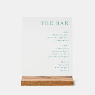 Sophisticated Teal Minimalist Bar Menu Acrylic Sign