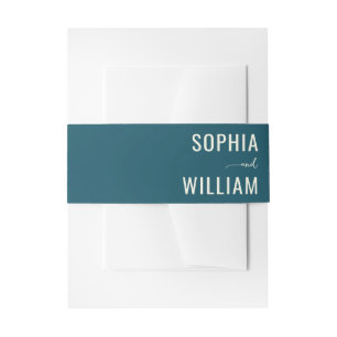 Sophisticated Teal Minimalist Wedding Invitation Belly Band