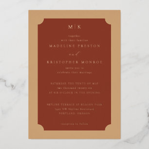 Sophisticated Terracotta Classic Wedding Invitatio