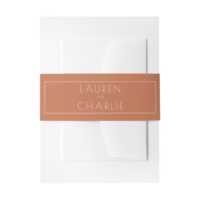 Sophisticated Terracotta Typographic Invitation Belly Band (Front Example)