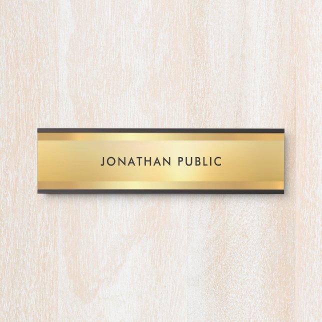 Sophisticated Trendy Faux Gold Modern Template Door Sign (Front)