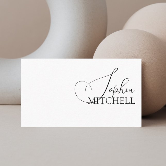 Sophisticated Trendy Script Minimal White Business Card (Creator Uploaded)