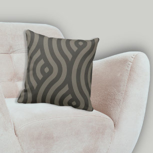 Sophisticated Two- Tone Grey Stripes Wave Pattern Cushion