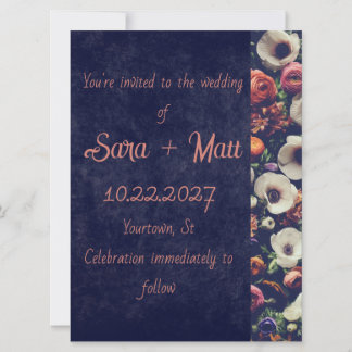 Sophisticated Vintage Floral Wedding Invitation