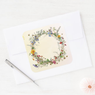 Sophisticated Vintage Wreath Mailing Sticker Label