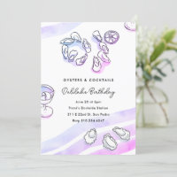 Sophisticated Watercolor Ink Oysters and Cocktails