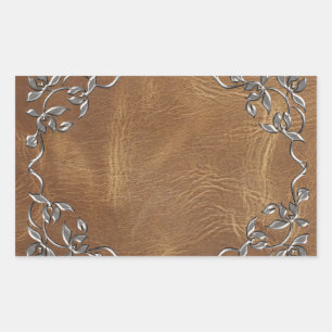 Sophisticated Western Leather Wedding Rectangular Sticker