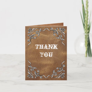 Sophisticated Western Leather Wedding Thank You Card