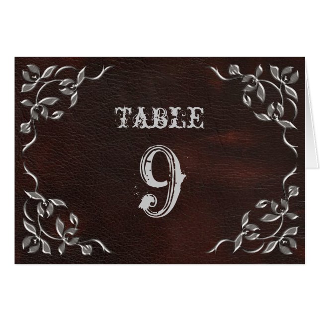 Sophisticated Western Wedding Table Numbers Card (Front Horizontal)