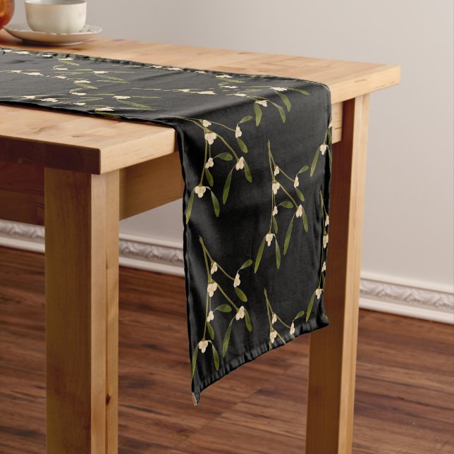 Sophisticated Winter Solstice  Mistletoe Short Table Runner (In Situ)
