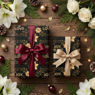 Sophisticated Xmas Joy Peace & Love Holiday TMF26 Wrapping Paper