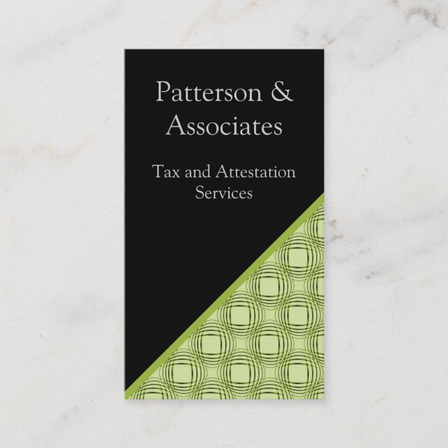 Sophistication Business Card, Lime Green Card (Front)