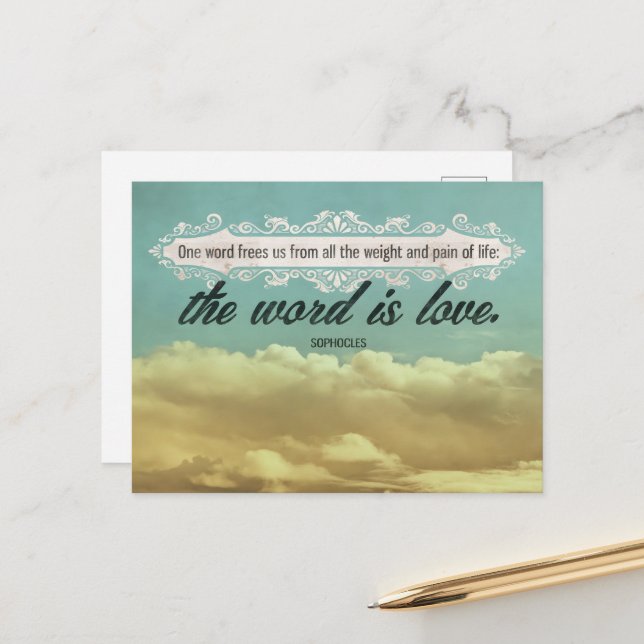 Sophocles Inspirational Quote "Love" Postcard (Front/Back In Situ)
