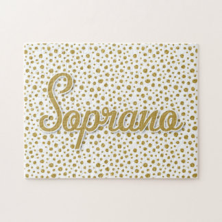 Soprano Gold Dots - Gold White Faux Glitter Jigsaw Puzzle
