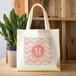 Sorbet Chevrons with Triple Monograms Tote Bag<br><div class="desc">A geometric and graphic zig zag design in fresh,  cheerful colours. If you need to adjust the monogram,  click on the customise it button and make changes.</div>