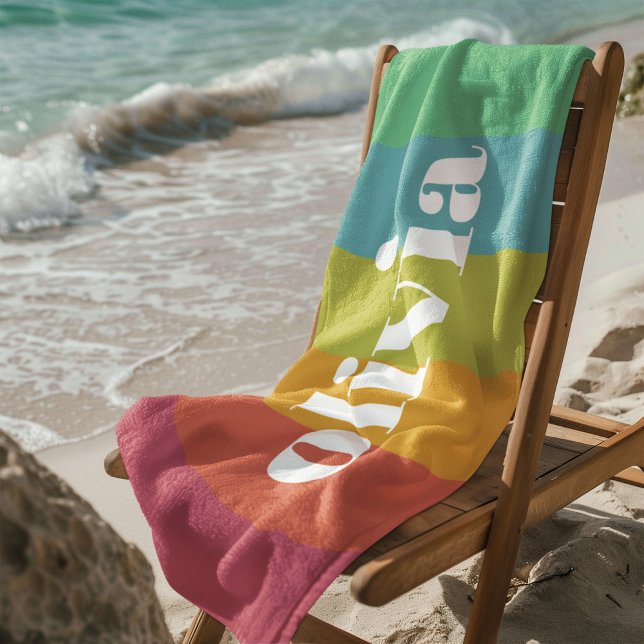 Sorbet Rainbow Colours Custom Name Summer Beach Towel (Creator Uploaded)