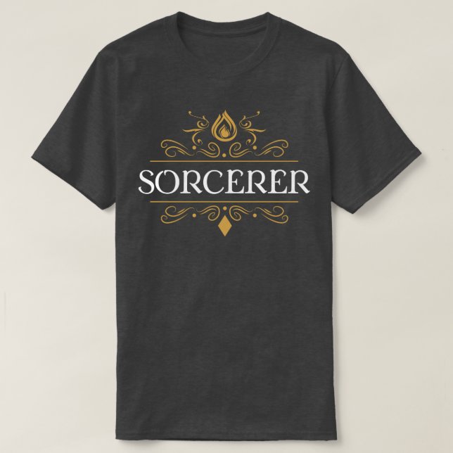 Sorcerer Slaying Dragons in Dungeons T-Shirt (Design Front)