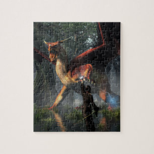 Sorceress Battling a Dragon Jigsaw Puzzle