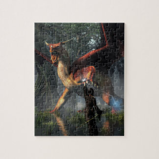 Sorceress Battling a Dragon Jigsaw Puzzle