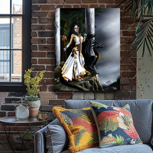 Sorceress Bolack Dragon Fantasy White Poster (Creator Uploaded)