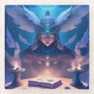Sorceress  Getting Ready To Cast Spell Glass Coaster