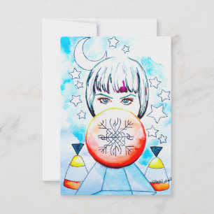 Sorceress Manifestation Watercolor Art Invitation
