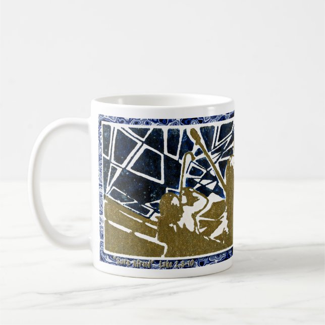 "Sore Afraid Gold II" Christmas Card Mug (Left)