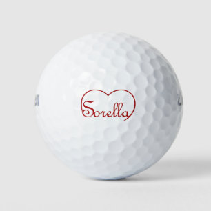 Sorella Italian Sister heart Red Golf Balls