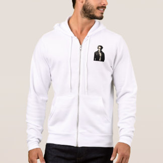 Soren Kierkegaard Rebel Portrait in Leather Hoodie