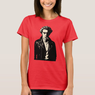 Soren Kierkegaard Rebel Portrait in Leather T-Shirt