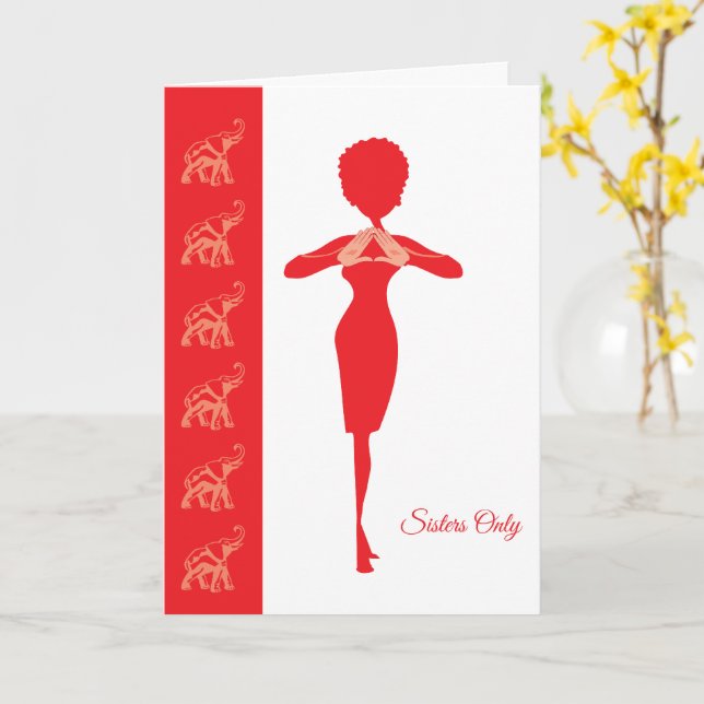 Sorority red elephant card (Yellow Flower)