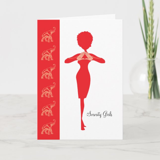 Sorority red elephant card (Front)
